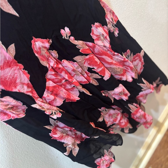 Vintage Whimsigoth Boho Fairycore Black Floral Fringe Chiffon Dress Beaded - Picture 6 of 15